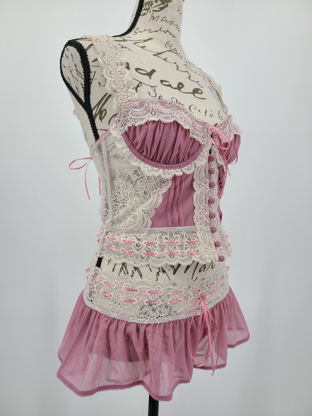 Anthropologie's LyreBird Dusty Rose Coquette Bustier Set Size Large